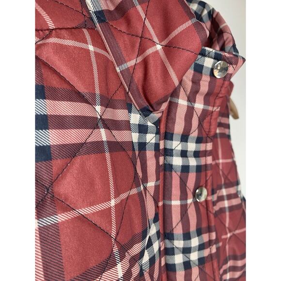 New with Tags Red Plaid Quilted Vest Snap and Zip Close Mock Neck by Wanna B Me - Picture 2 of 8